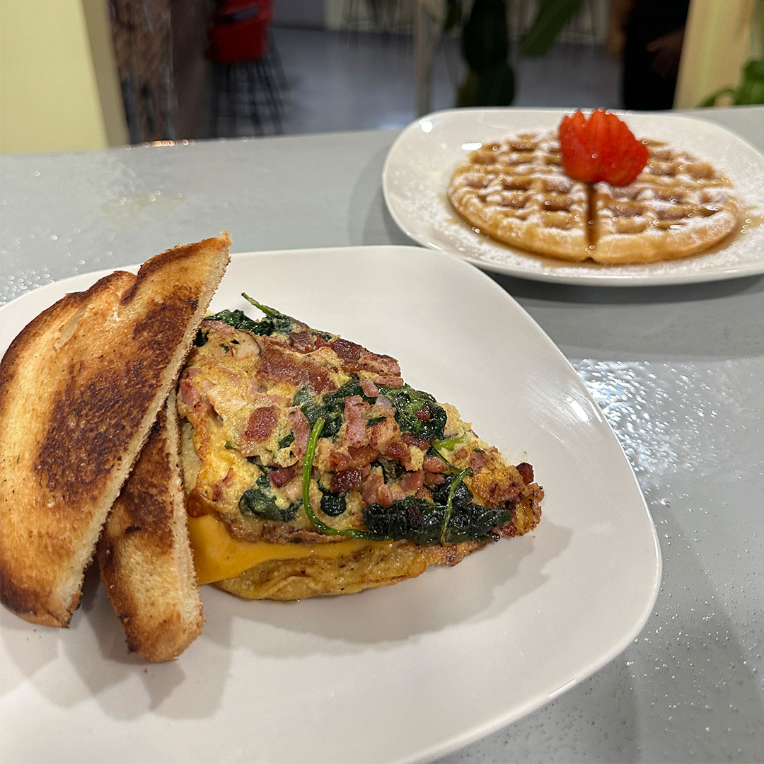 omelette and waffle