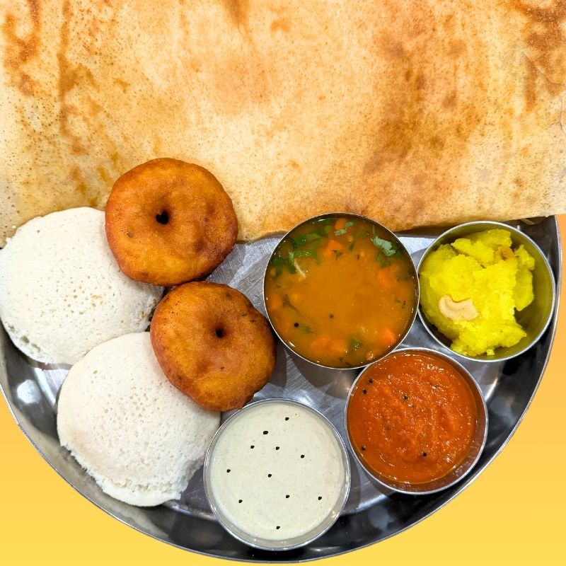 2 idly, 2 vada & 1 Dosa 