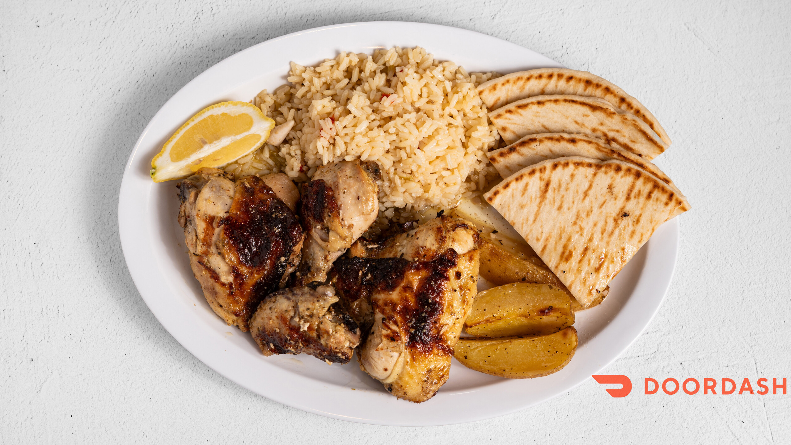 Greek chicken dinner